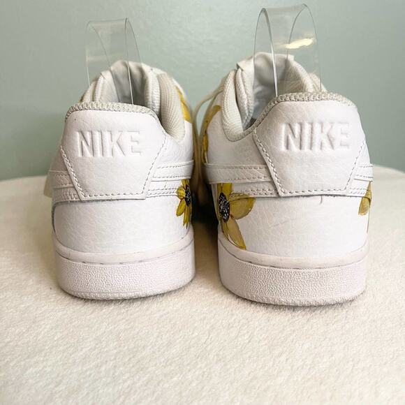 Nike Court Vision Low Womens 9.5 Sunflower White Leather Sneakers CD5434-100 - Picture 7 of 8